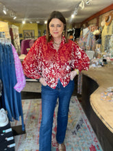 Load image into Gallery viewer, RED VELVET BURNOUT BLOUSE
