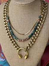 Load image into Gallery viewer, EMERALD AND SUNSTONE NECKLACE
