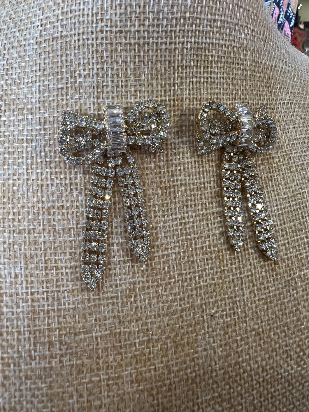 RHINESTONE BOW EARRINGS